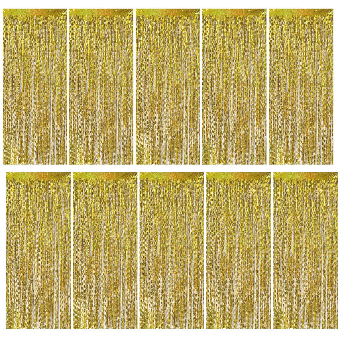 BOMSI Gold foil curtain backdrop adds radiant shine for photos and walls.