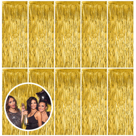 Bomsi gold fringe curtain backdrop for festive entrances and photos