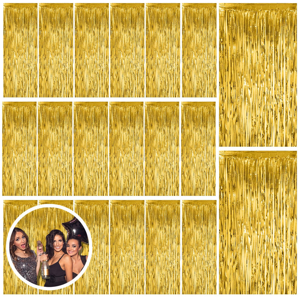 BOMSI gold fringe front pack showing 20-pack and bright finish for instant decor