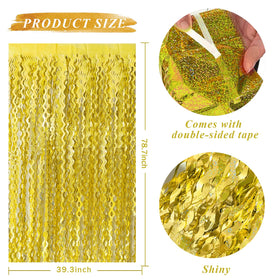 BOMSI gold fringe streamer decor brightens birthdays and celebrations with shimmer.