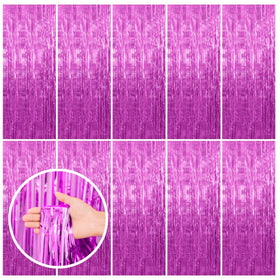 BOMSI hot pink tinsel curtain backdrop drapes doorway for a sparkling party vibe