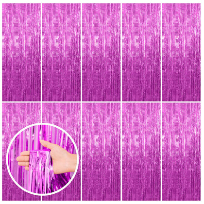 BOMSI hot pink tinsel curtain backdrop drapes doorway for a sparkling party vibe