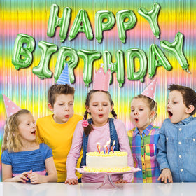 BOMSI pastel rainbow foil fringe curtain wall decor elevates party photos