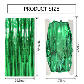 BOMSI photo booth backdrop with green streamers for memorable photos.