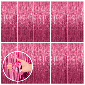 BOMSI pink tinsel curtain backdrop for party photo booths and walls