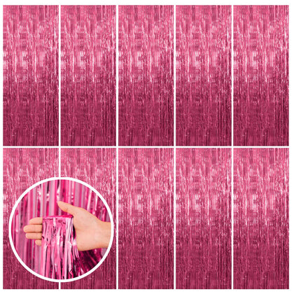 BOMSI pink tinsel curtain backdrop for party photo booths and walls