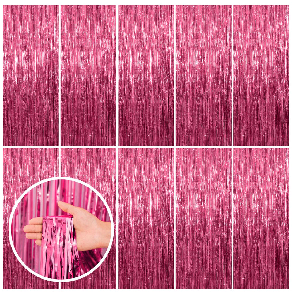 BOMSI pink tinsel curtain backdrop for party photo booths and walls