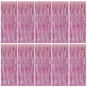 BOMSI pink tinsel curtain backdrop adding shimmering party ambiance