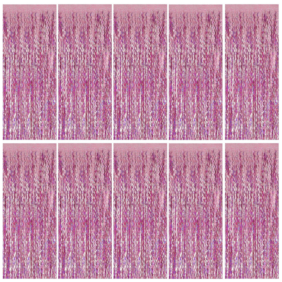 BOMSI pink tinsel curtain backdrop adding shimmering party ambiance