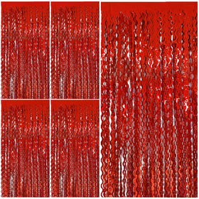 BOMSI red tinsel fringe curtain provides a photo-ready wavy backdrop for celebrations.