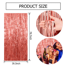 BOMSI foil fringe curtain decor for entrances and selfies at events.