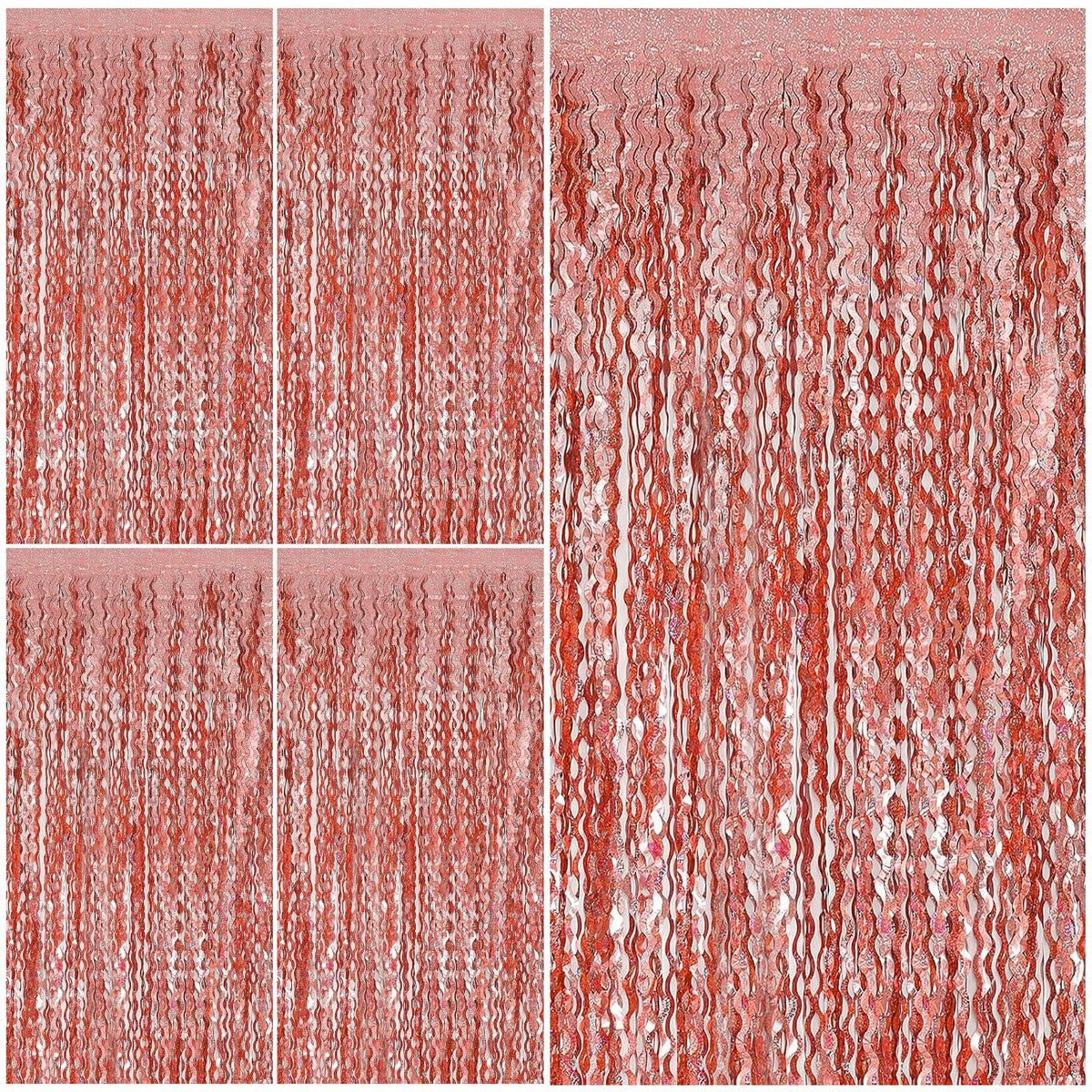 BOMSI rose gold tinsel curtain backdrop for dazzling party photos.