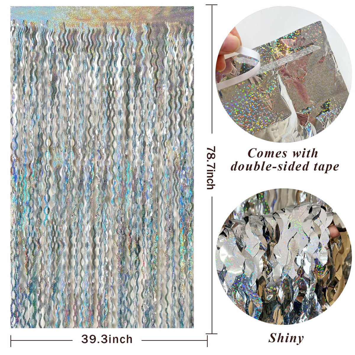 Bomsi sequin backdrop foil five-pack provides versatile wall or door decoration.