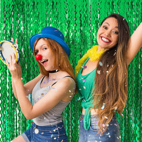 BOMSI 10-pack wall decor foil curtain for versatile backdrop setups.