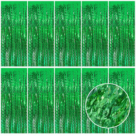 BOMSI tinsel fringe curtain wavy backdrop front view for shimmering party decor.