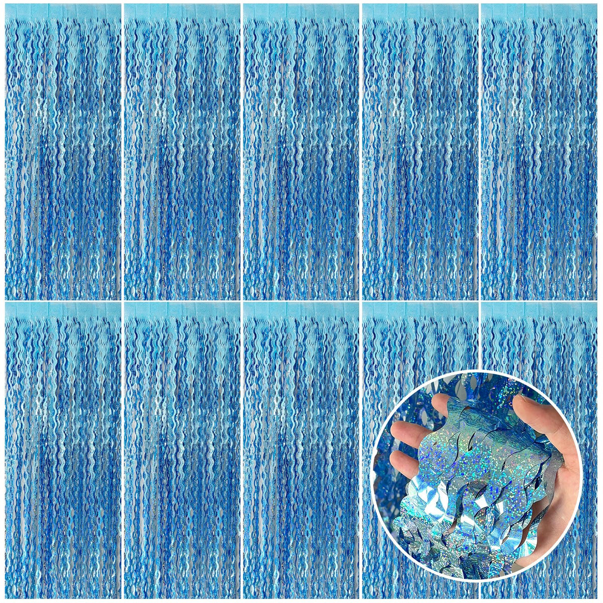 BOMSI tinsel foil fringe curtain front view for vibrant party ambiance
