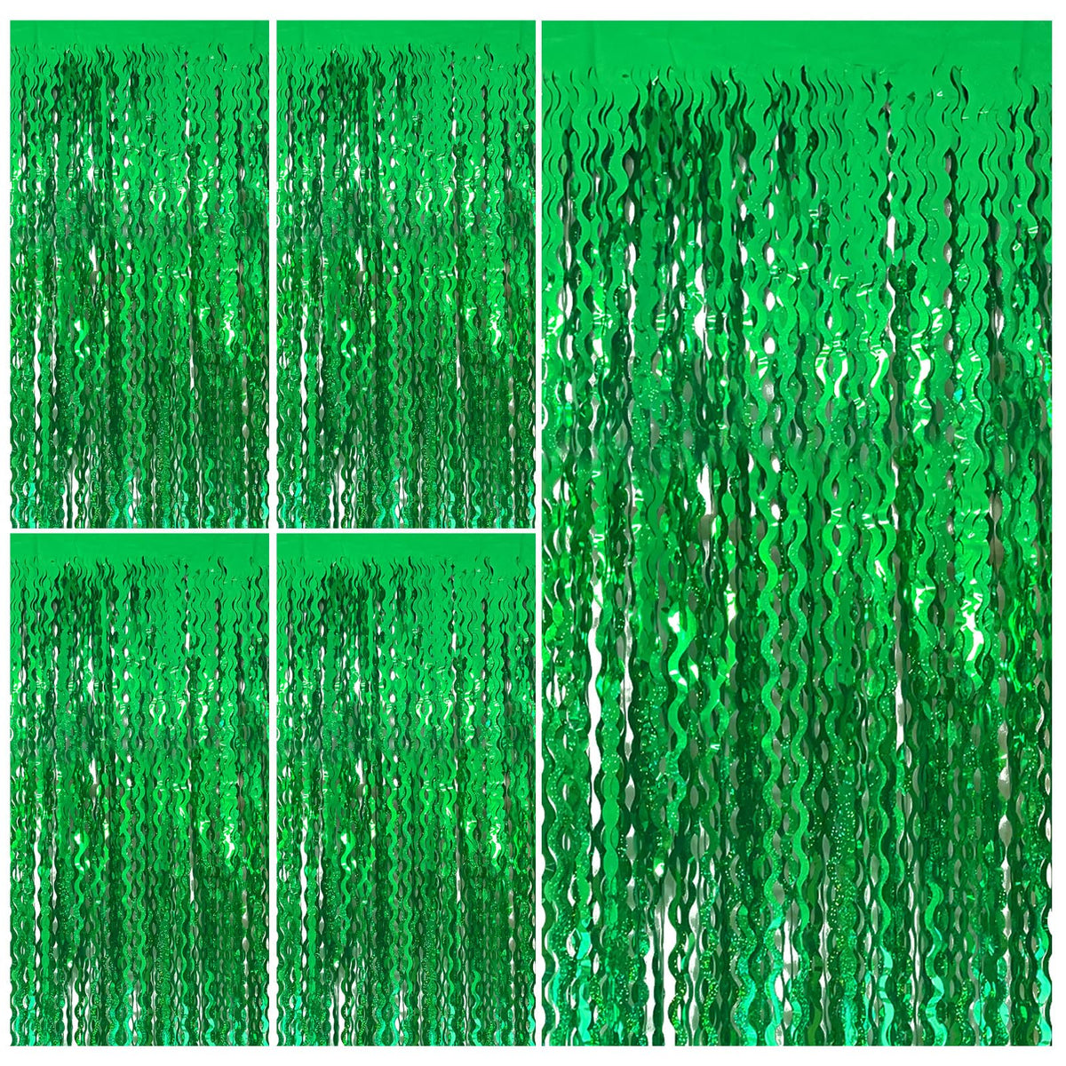 Bomsi tinsel foil fringe curtain wavy backdrop adds shimmering party vibes.