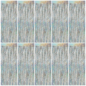 BOMSI tinsel foil fringe curtain creates a dazzling wavy backdrop for photos
