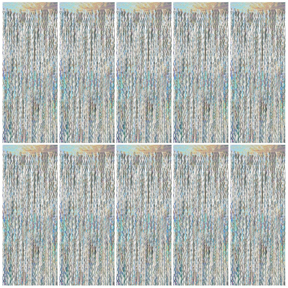 BOMSI tinsel foil fringe curtain creates a dazzling wavy backdrop for photos