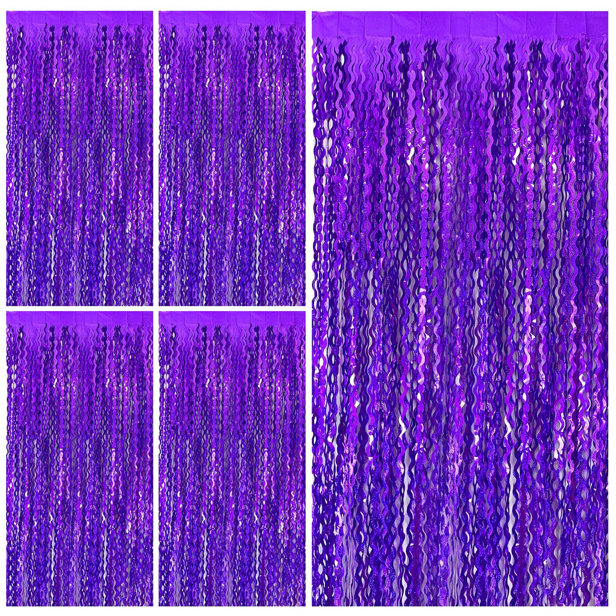 BOMSI tinsel fringe curtain wavy backdrop adds sparkle to any party setup