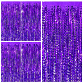 BOMSI tinsel fringe curtain wavy backdrop adds sparkle to any party setup