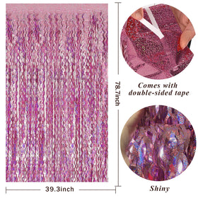 BOMSI wave foil fringe backdrop closeup showing sparkling texture
