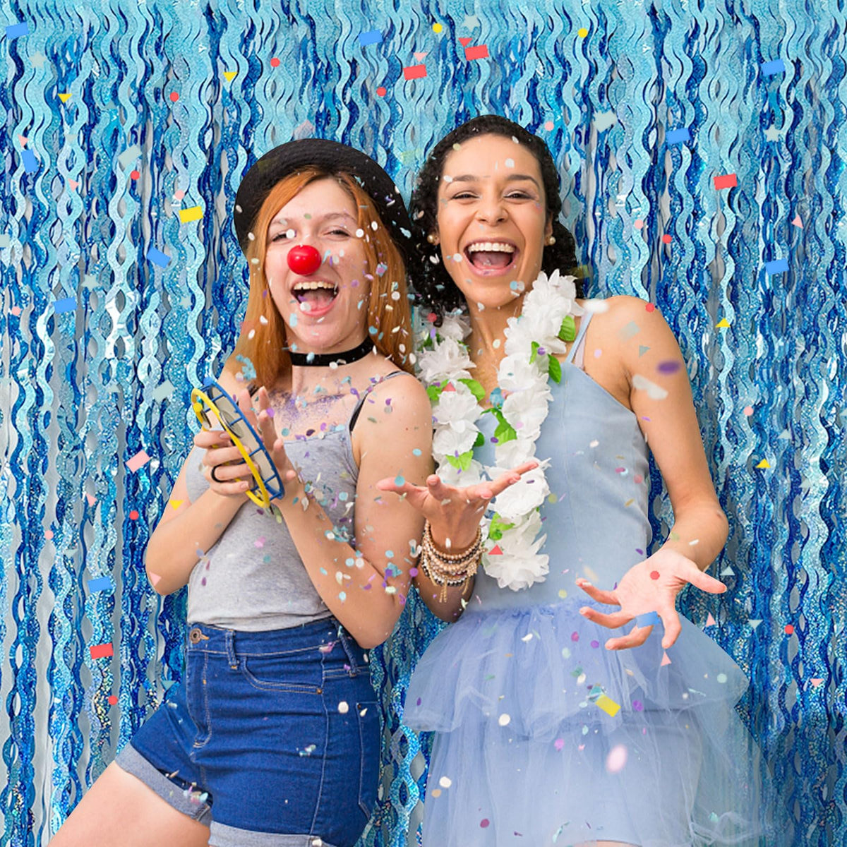 BOMSI wavy backdrop photo booth setup shows versatile party decoration