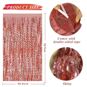 BOMSI wavy foil fringe curtain adds sparkle to walls and doors.