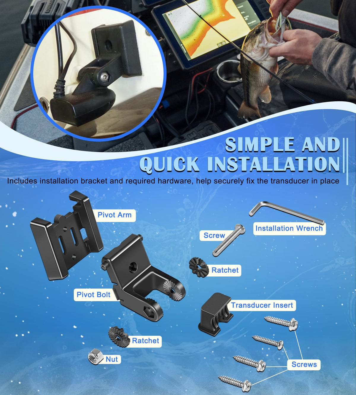 Bonbo installation hardware laid out showing included screws and bracket for easy setup
