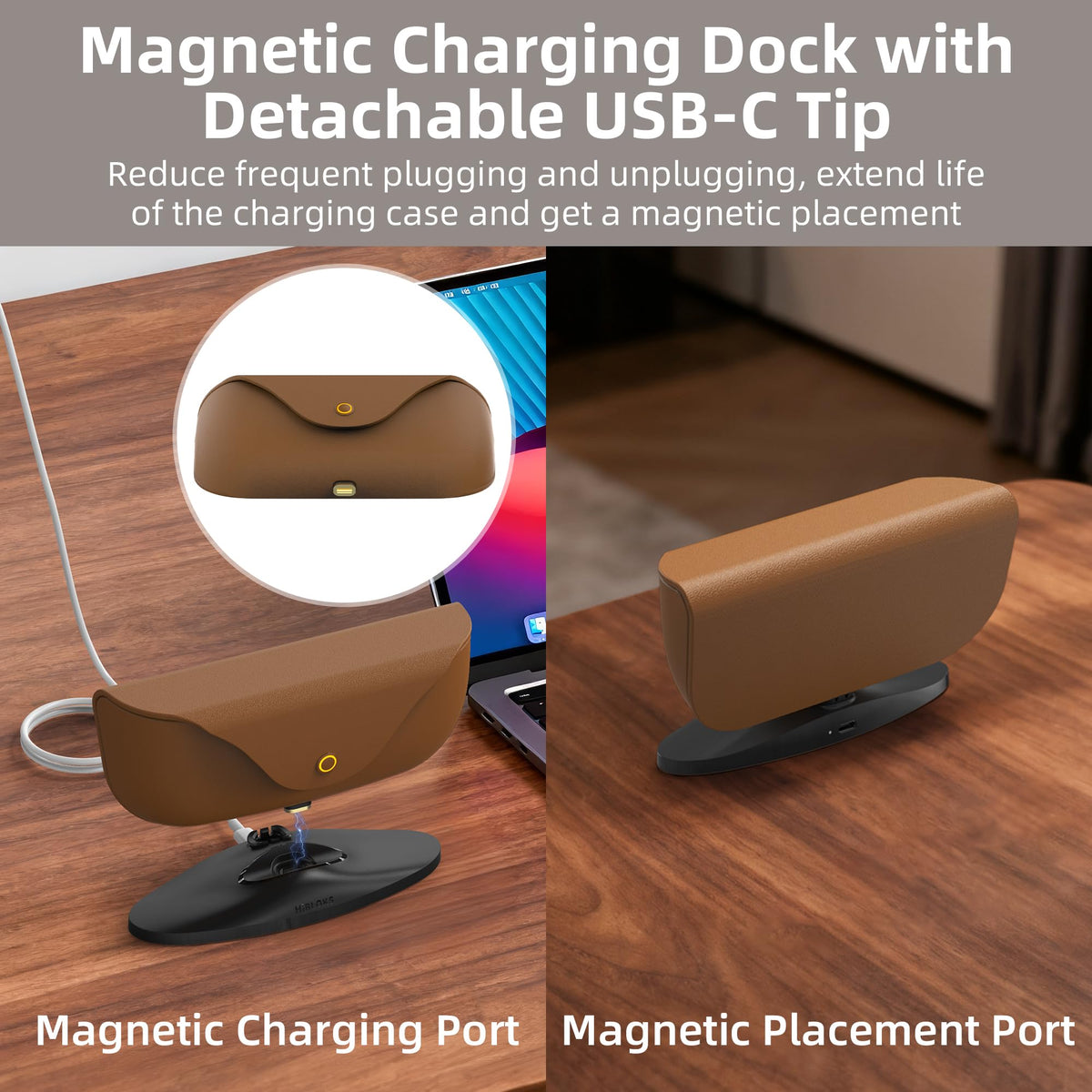 BonFook HiBloks detachable USB-C dock showing magnetic connection