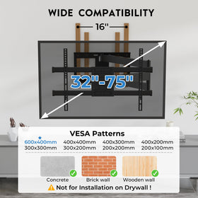 Bontec heavy-duty mount safely supports up to 132 lbs on a large TV.