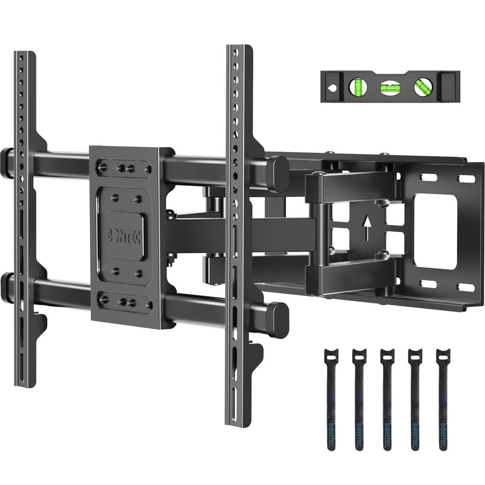 BONTEC front view of mounted TV showing slim profile and tidy look