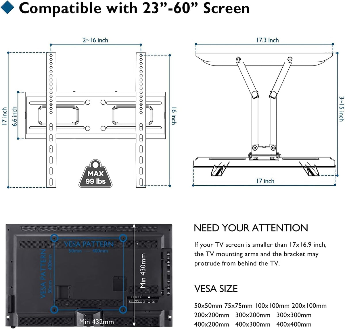 BONTEC VESA mount plate closeup showing compatibility markings and secure attachment
