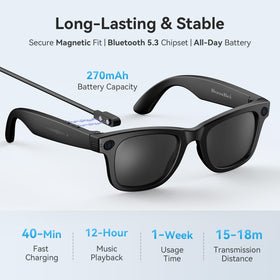 BooaBei AI Smart Glasses long battery life keeps you connected all day.