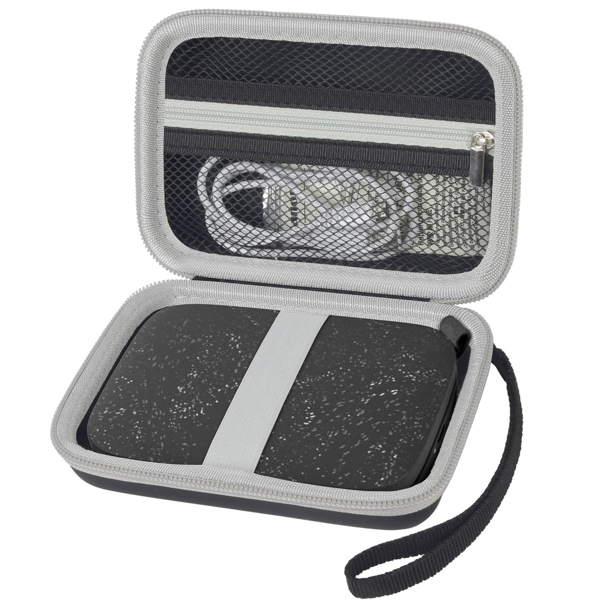 Boobowl HP Sprocket case front view protects portable printer during travel.