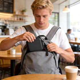 Boobowl lifestyle travel setup with router ready for on-the-go use