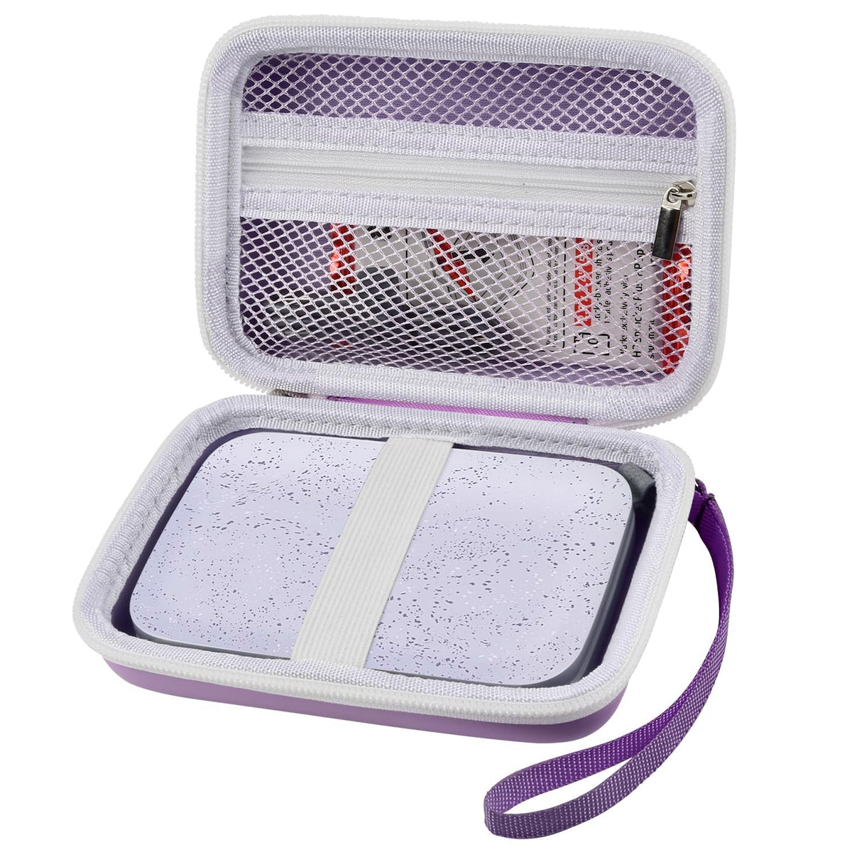Boobowl Sprocket case purple exterior protects your HP Sprocket on the go.