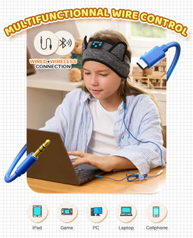 Boodlab Kids Headband Headphones 3.5mm wired option for compatibility.