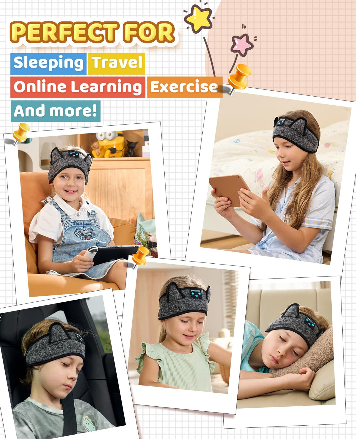 Boodlab Kids Headband Headphones airplane-friendly design for smooth flights.