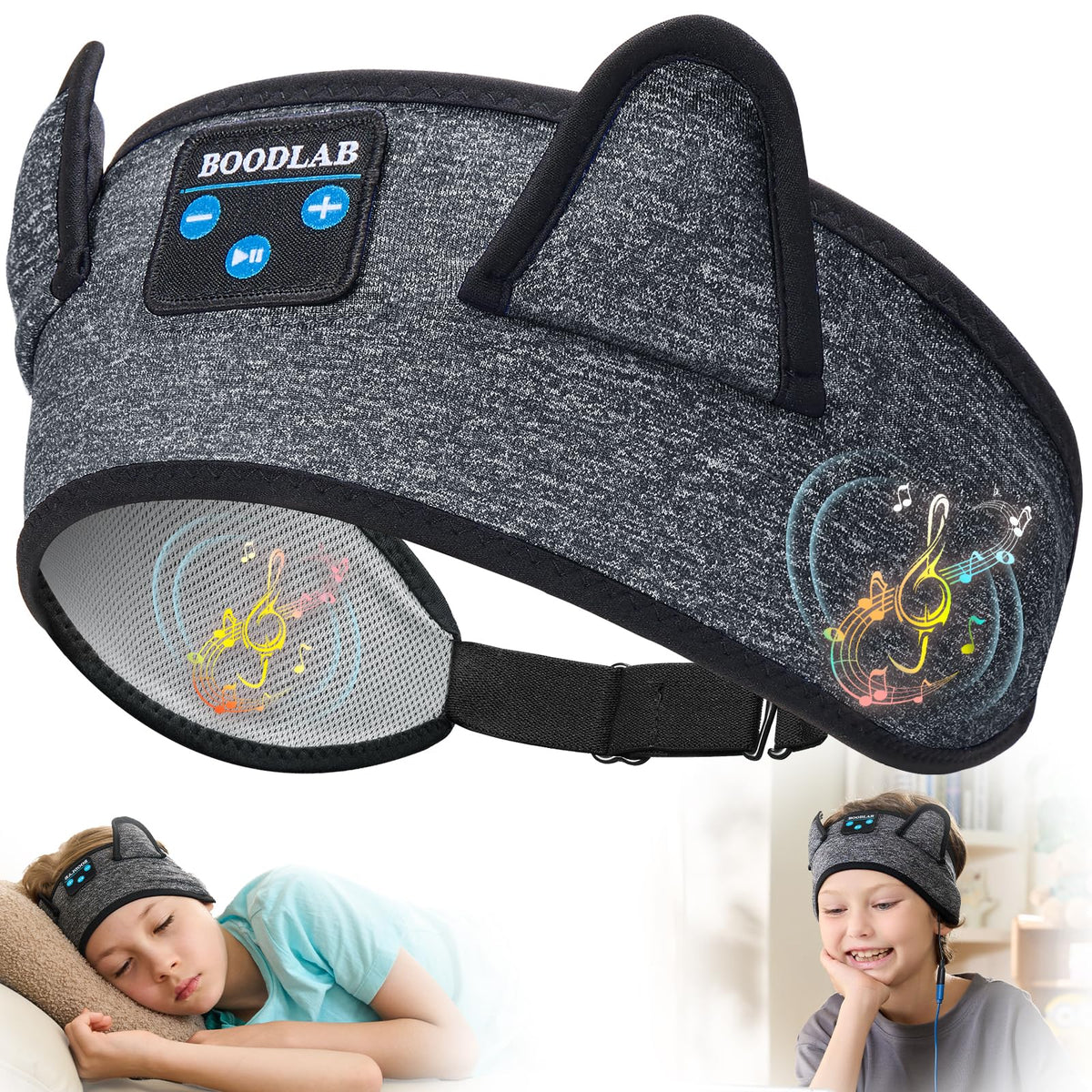 Boodlab Kids Headband Headphones unboxing with travel bag for easy on-the-go learning.