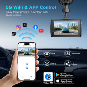 Boogiio dashcam rear camera 1080p for detailed license plate capture.
