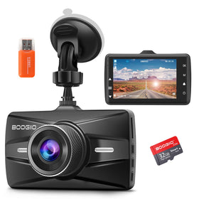 BOOGIIO front view of dash cam showing compact design and sturdy build benefit