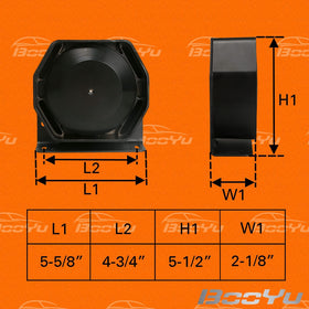 BooYu rear view of connector wires and label showing simple integration with sirens