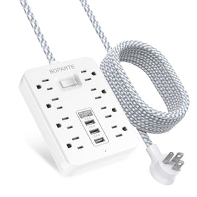 BOPARTE surge protector power strip with 10ft cord for flexible placement