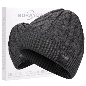 Borayda Bluetooth beanie front view highlighting warm, comfortable fit for outdoor listening.