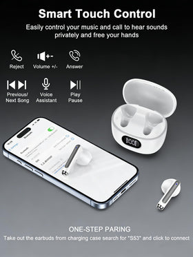 Bordsek charging case open with earbuds, emphasizes 40 hours total playback benefit