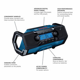 Bosch GPB18V-2CN enhanced bass for clearer on site sound