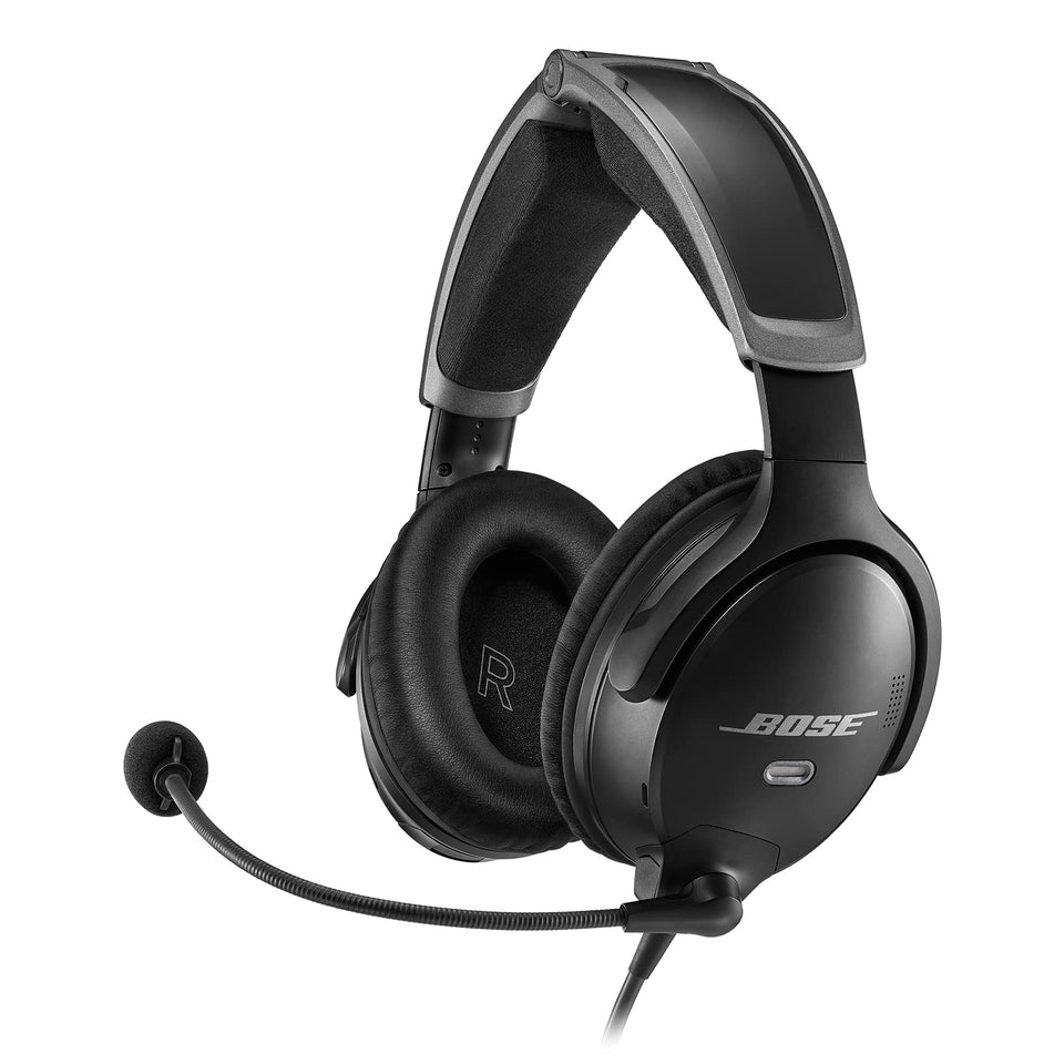Bose A30 headset close-up highlighting lightweight comfort for long flights.