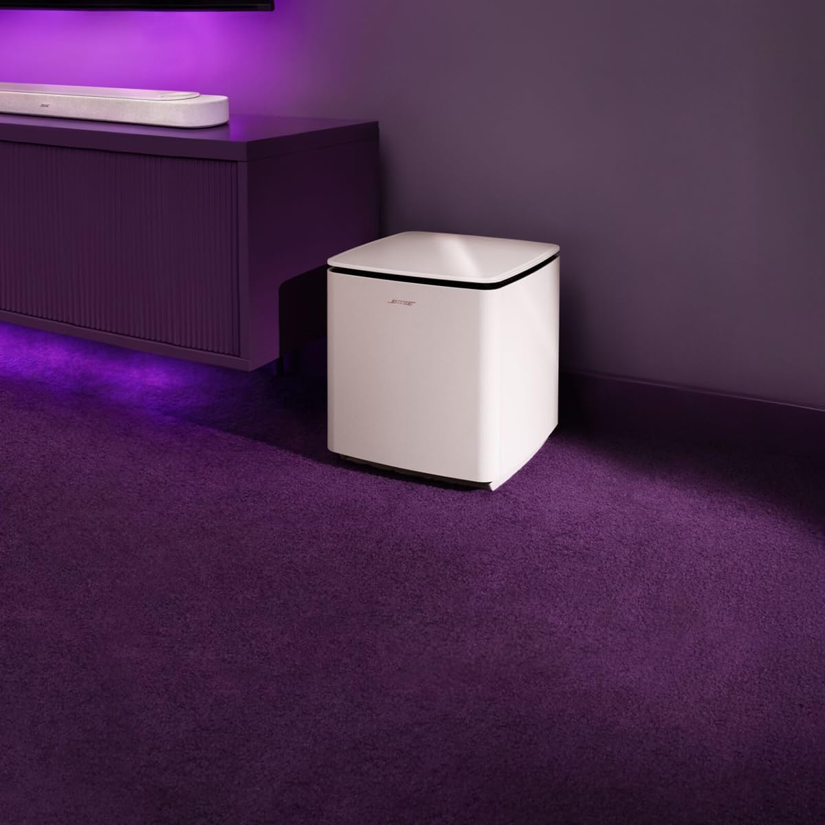 Bose Lifestyle Ultra Subwoofer side profile shows sleek finish and room-filling bass.