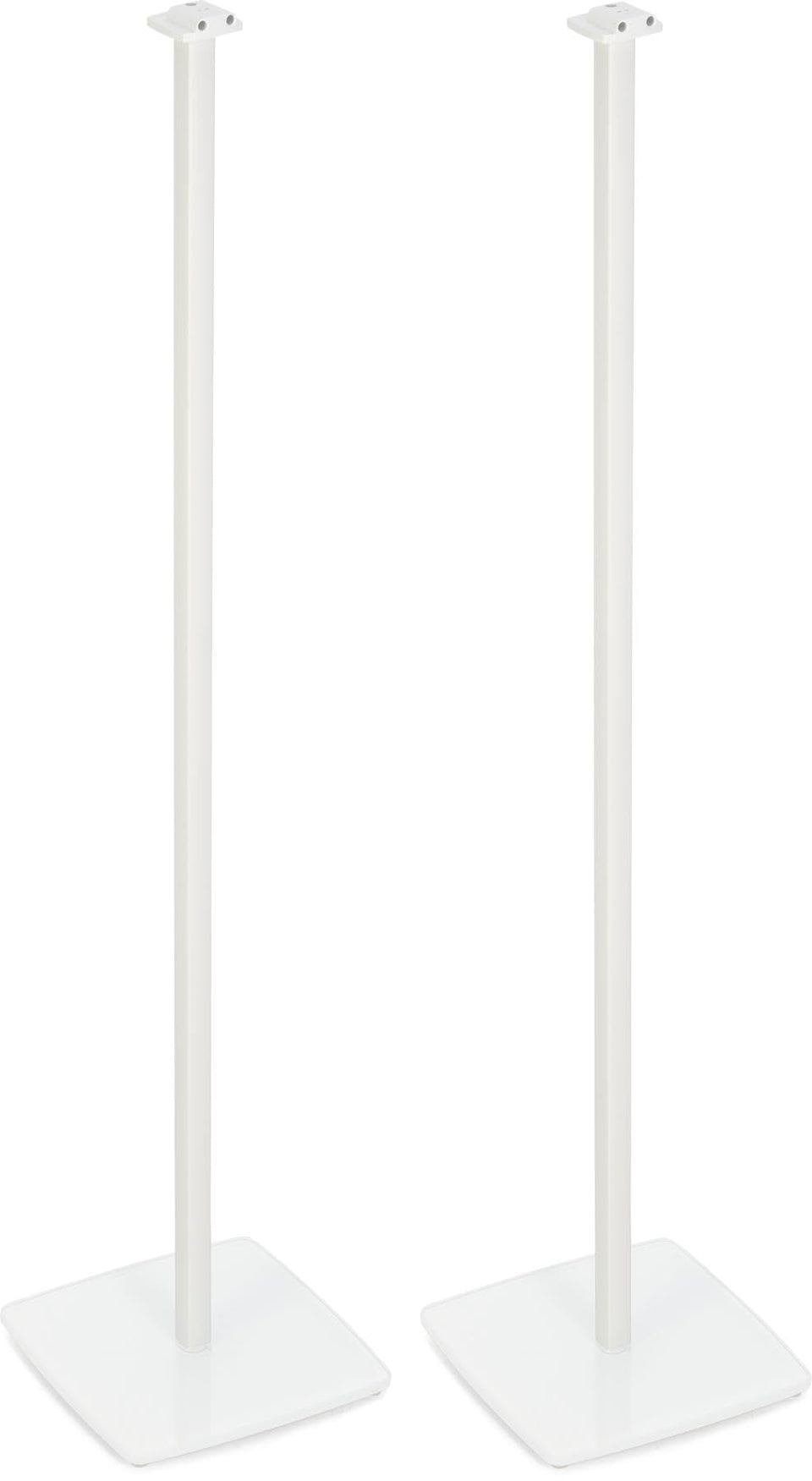 Bose OmniJewel floor stand in white with glass base displaying speakers and hiding wires